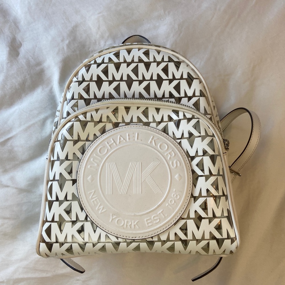 Michael Kors clear logo backpack